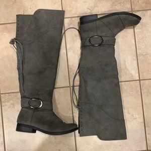 2 Lips Too Over the Knee Grey Boots